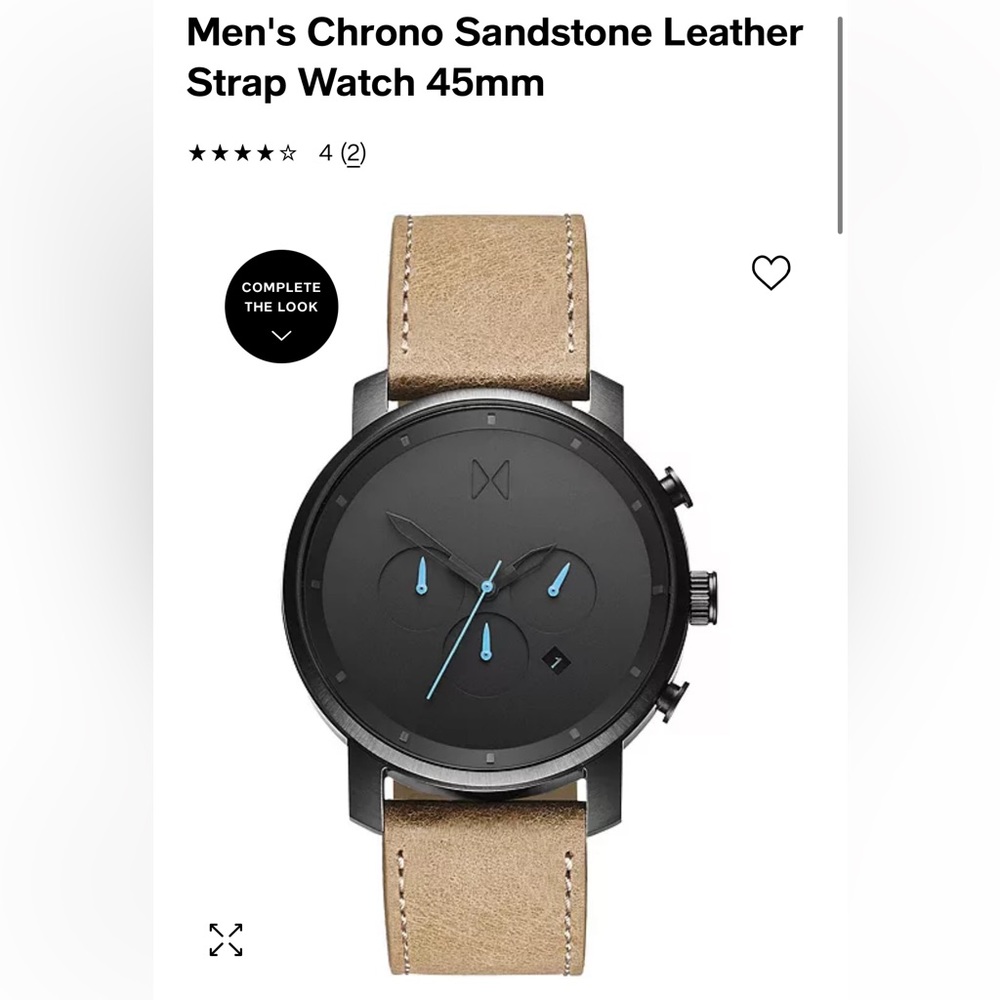 MVMT watch. Sandstone leather band. Size 45mm